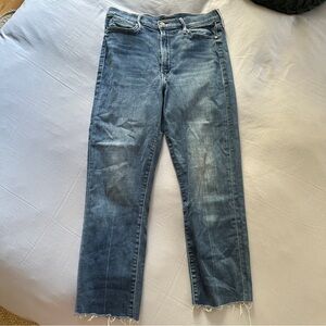 Mother High Waisted Rascal Crop Jeans 31 Blue Wash Jean